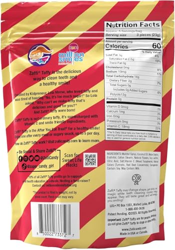 Zollipops Zaffi Taffy candy closeup with strawberry banana flavor