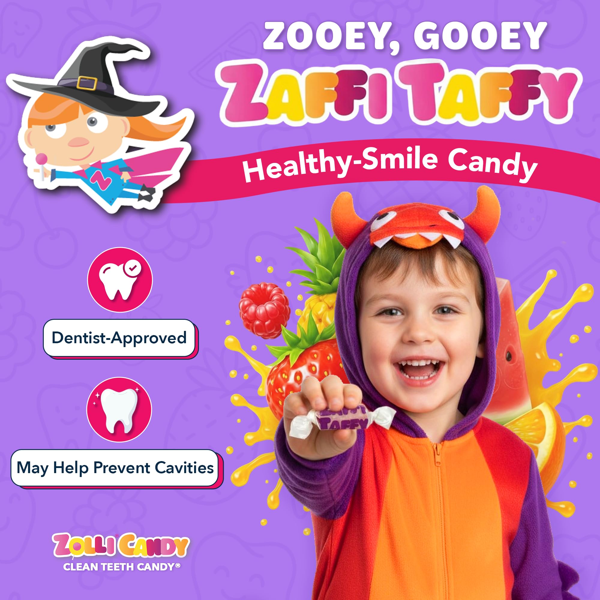 Zollipops Zaffi Taffy dentist-approved bites support balanced smiles.