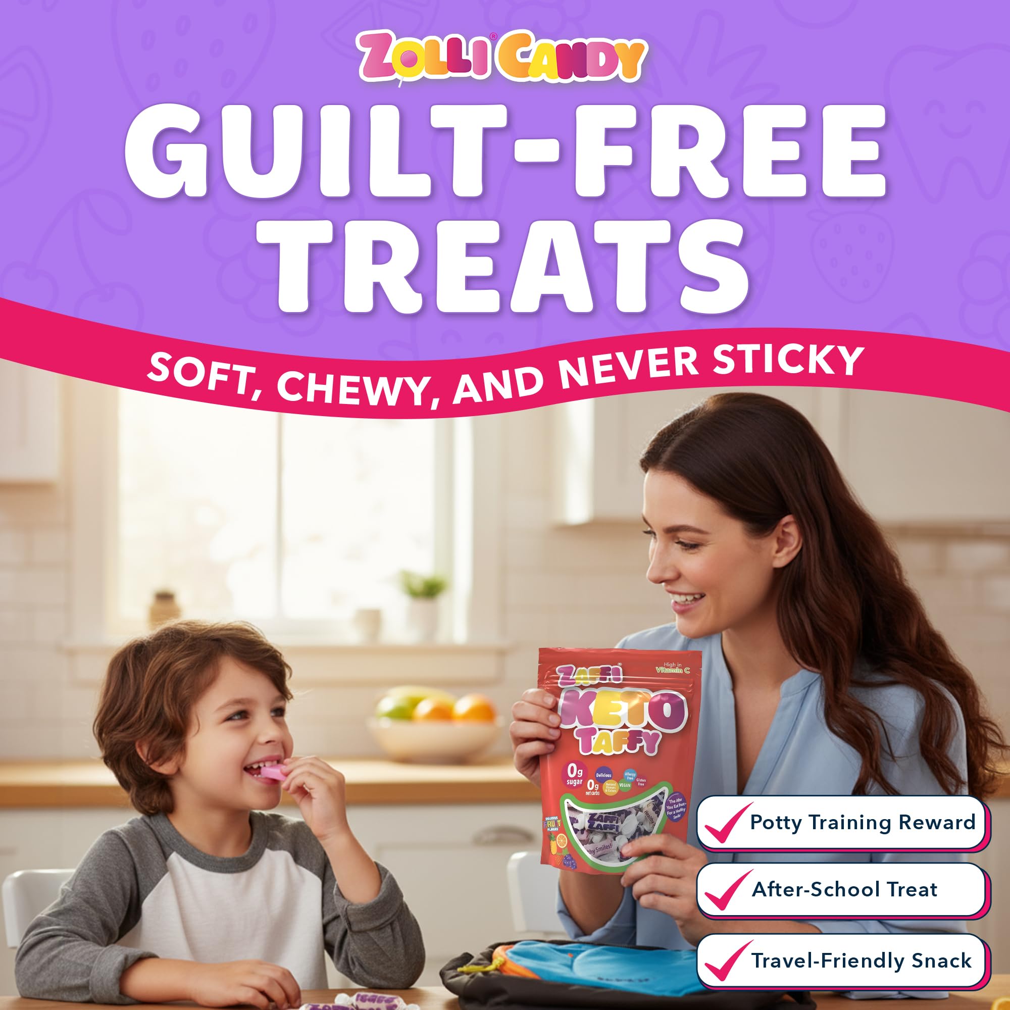 Zollipops Zaffi Taffy diabetic-friendly sugar-free option supports low-carb choices.