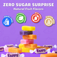 Zollipops Zaffi Taffy kids snack pack highlighting keto and diabetic-friendly treats.