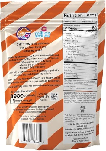 Zollipops Zaffi Taffy Orange Cream individual-wrap: convenient bite-sized treat.