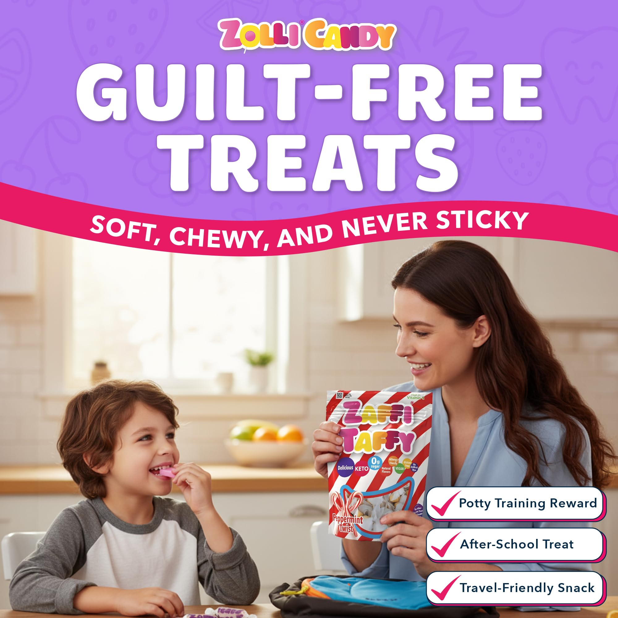 Travel-friendly Zollipops Zaffi Taffy supports on-the-go snacking.