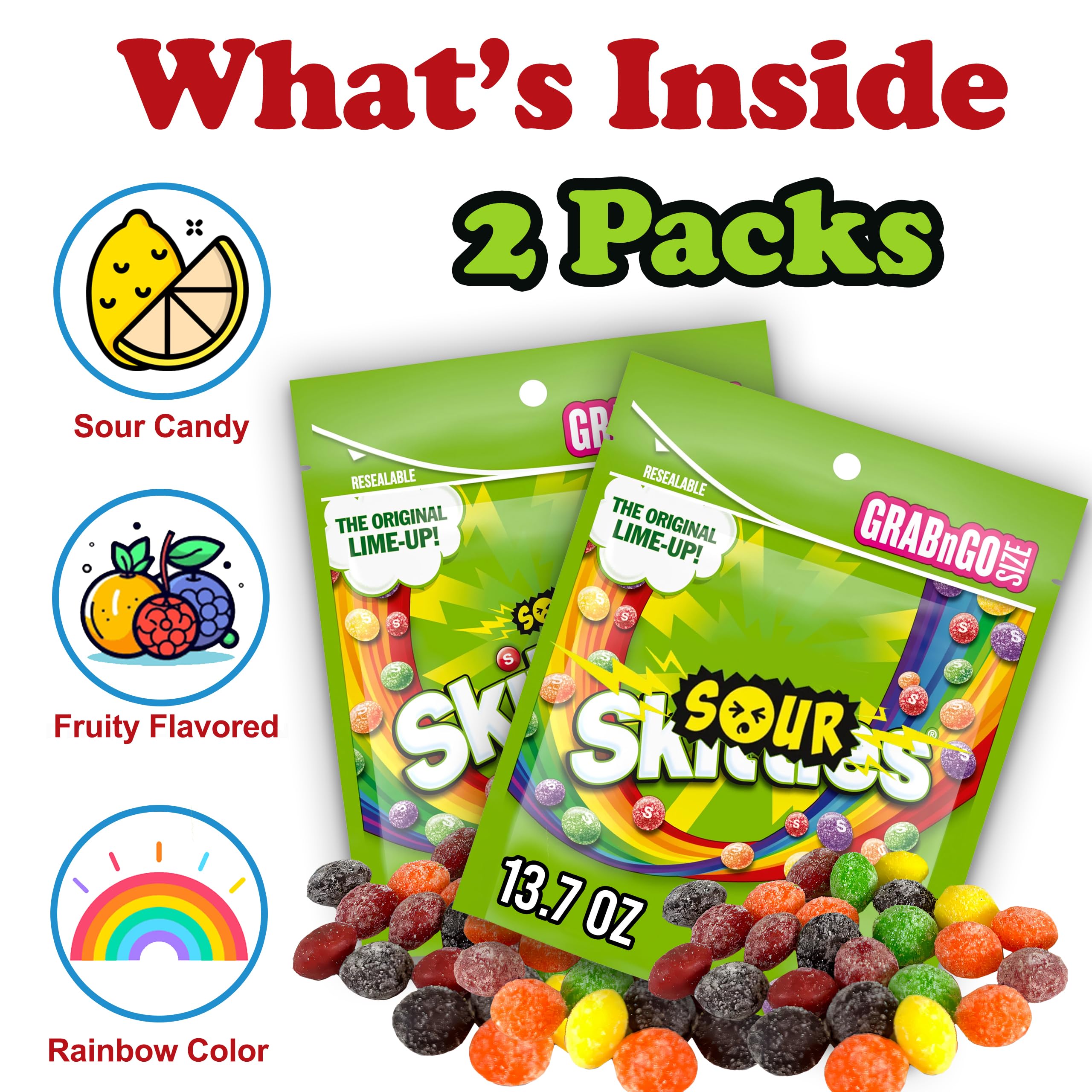 ZompoZ chewy sour candy bulk opened pouches show bright rainbow flavors to share.
