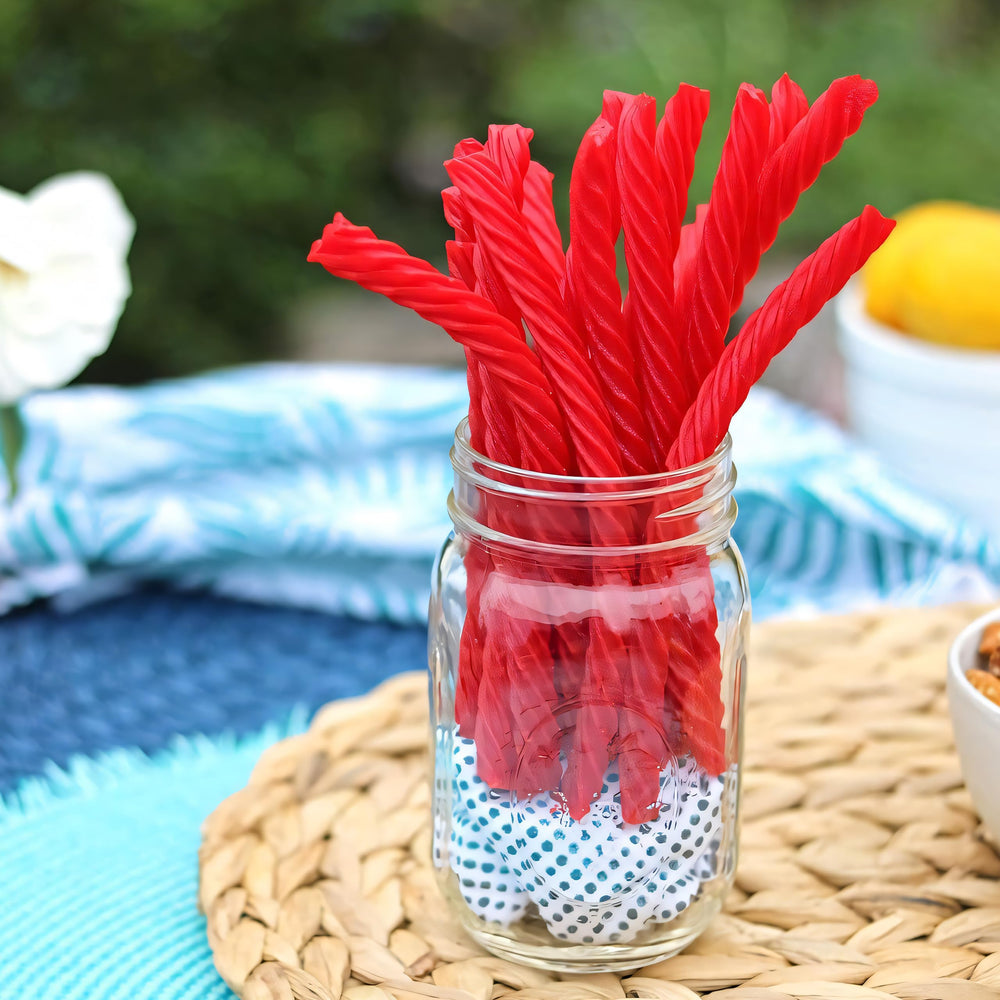 ZompoZ RedVinnes fat-free licorice shown as a lighter snack