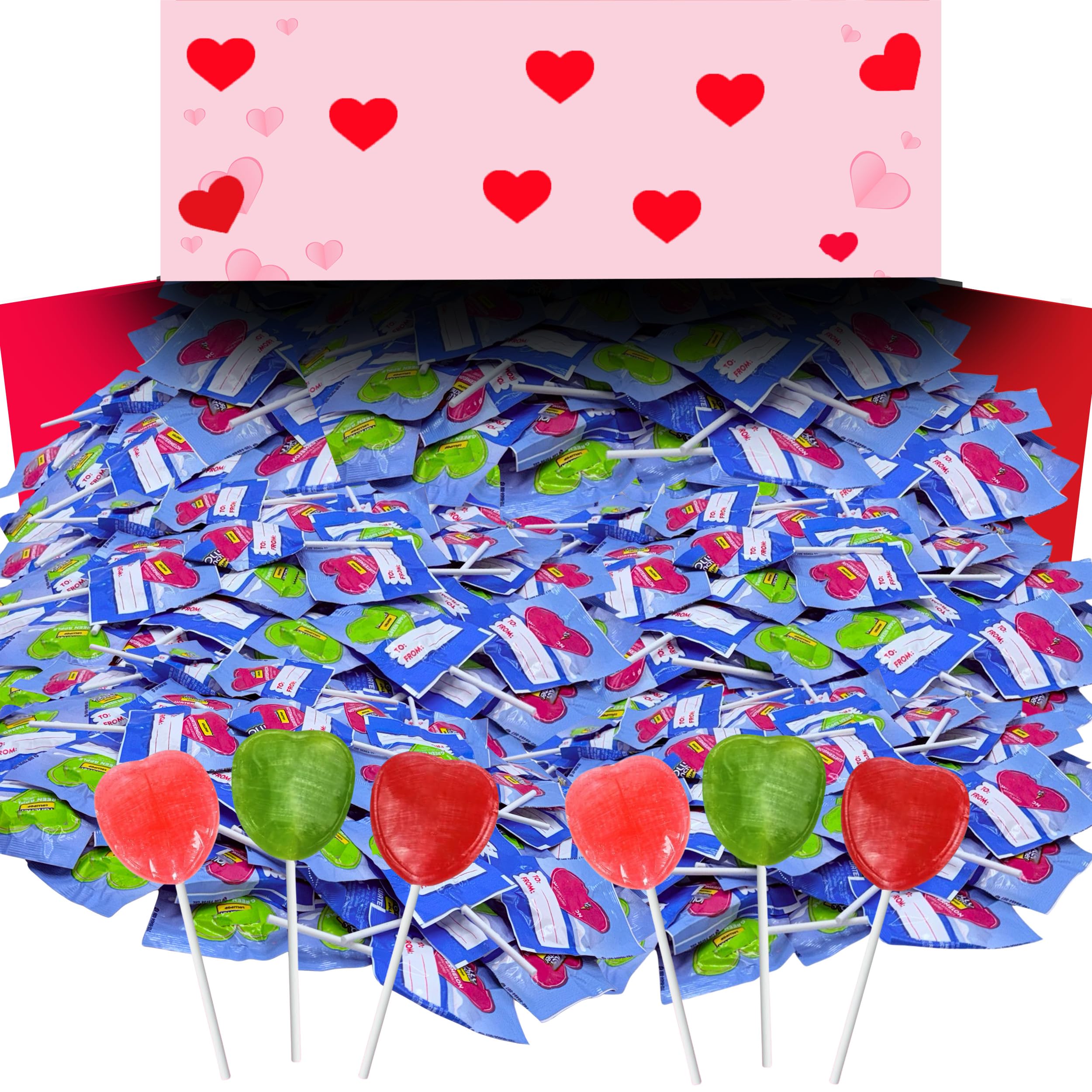 ZompoZ Valentines heart lollipops bulk 84 count for large celebrations and easy gifting.