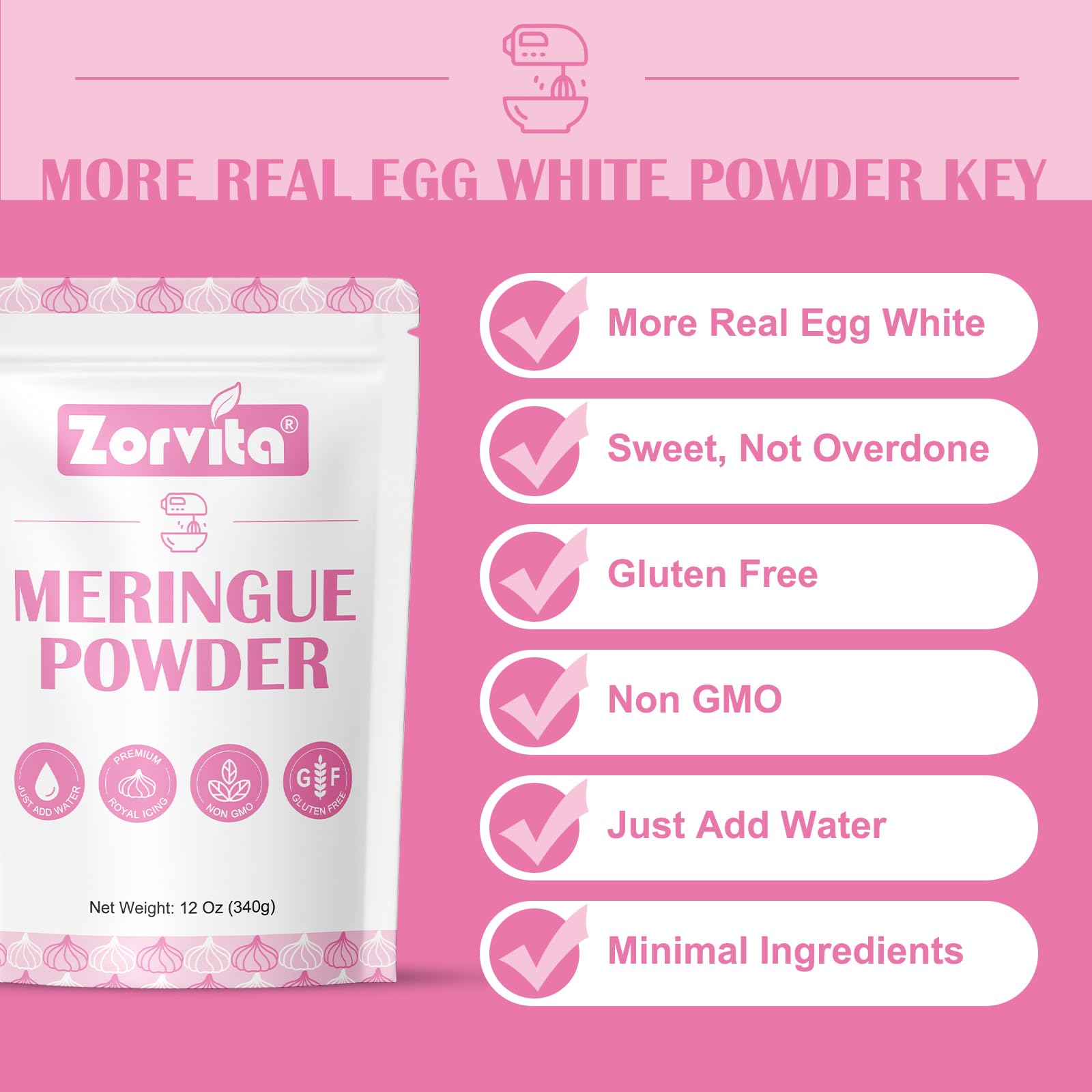 ZORVITA Premium Meringue Powder decorating-buttercream creates light, stable textures.
