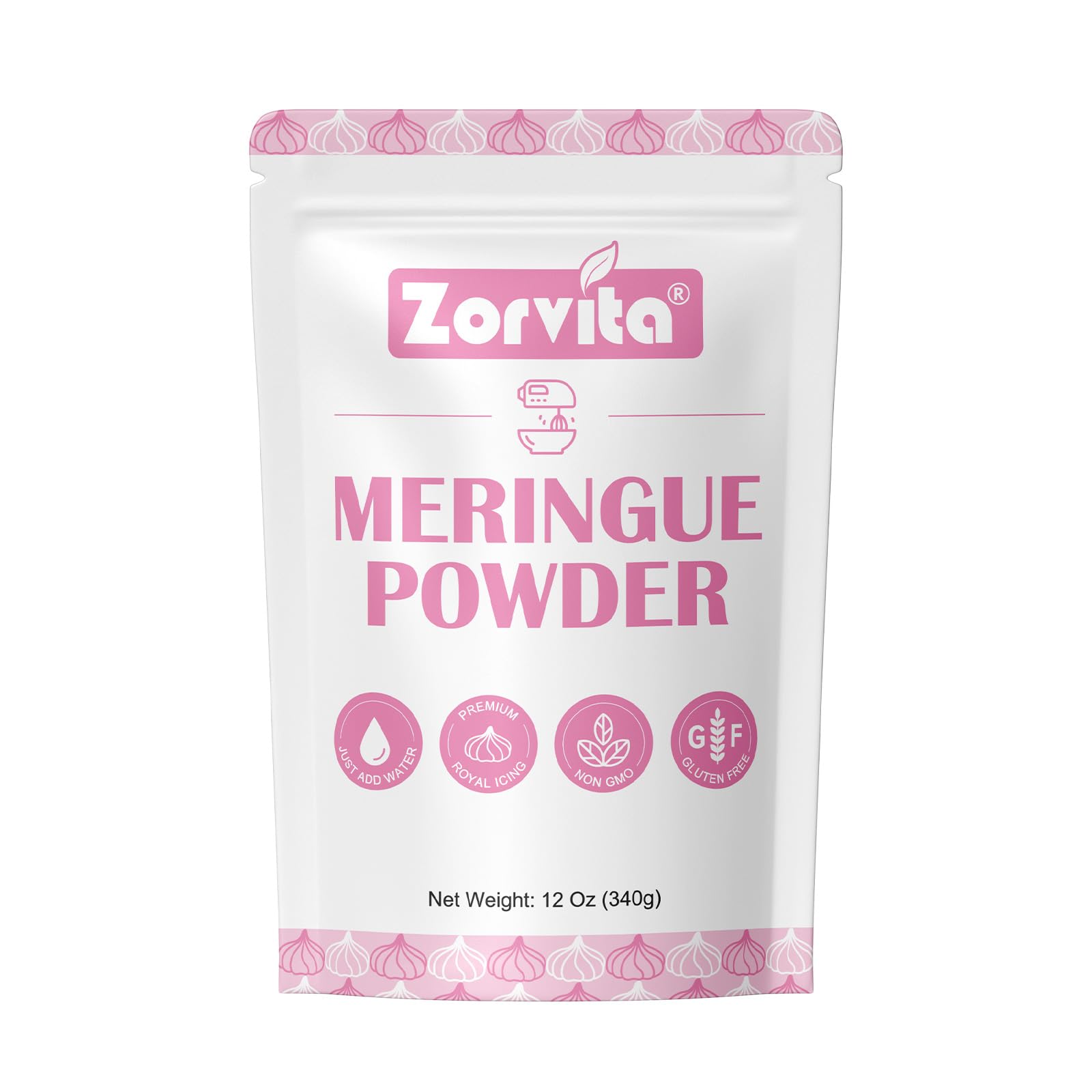 ZORVITA Premium Meringue Powder water-mix demonstrates easy preparation for royal icing.