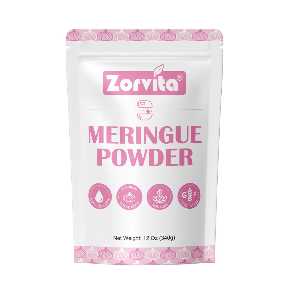 ZORVITA Premium Meringue Powder water-mix demonstrates easy preparation for royal icing.