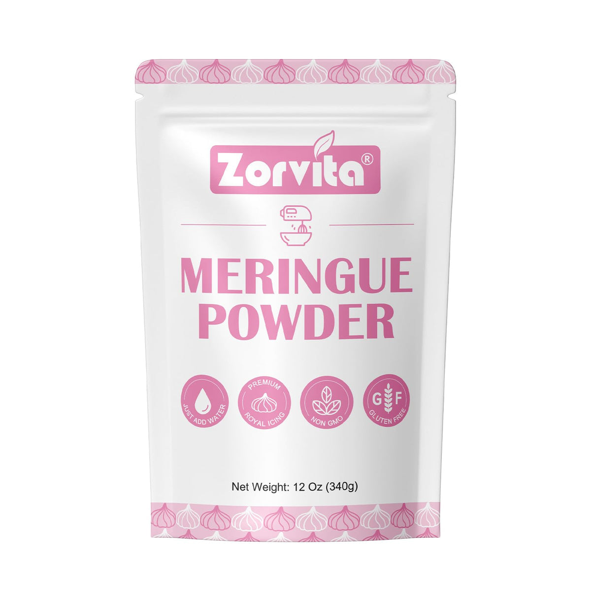 ZORVITA Premium Meringue Powder water-mix demonstrates easy preparation for royal icing.