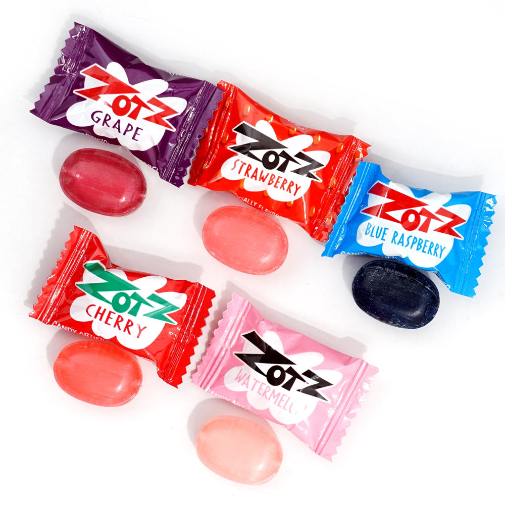 Zotz Fizz candy flavors show five fruity options for snacking variety.