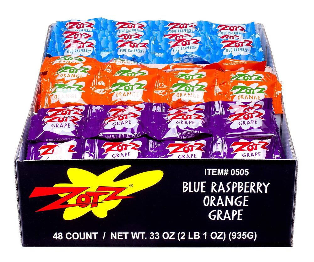 Zotz fizzy candy assortment with a colorful center for playful snacking.