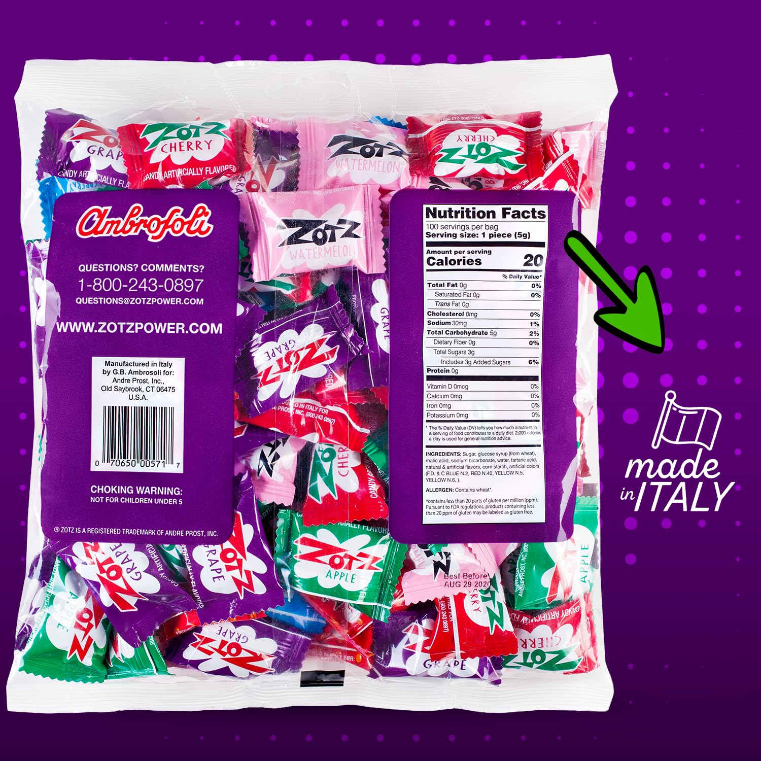 Zotz cherry flavor candy with fizzy center for nostalgic bites