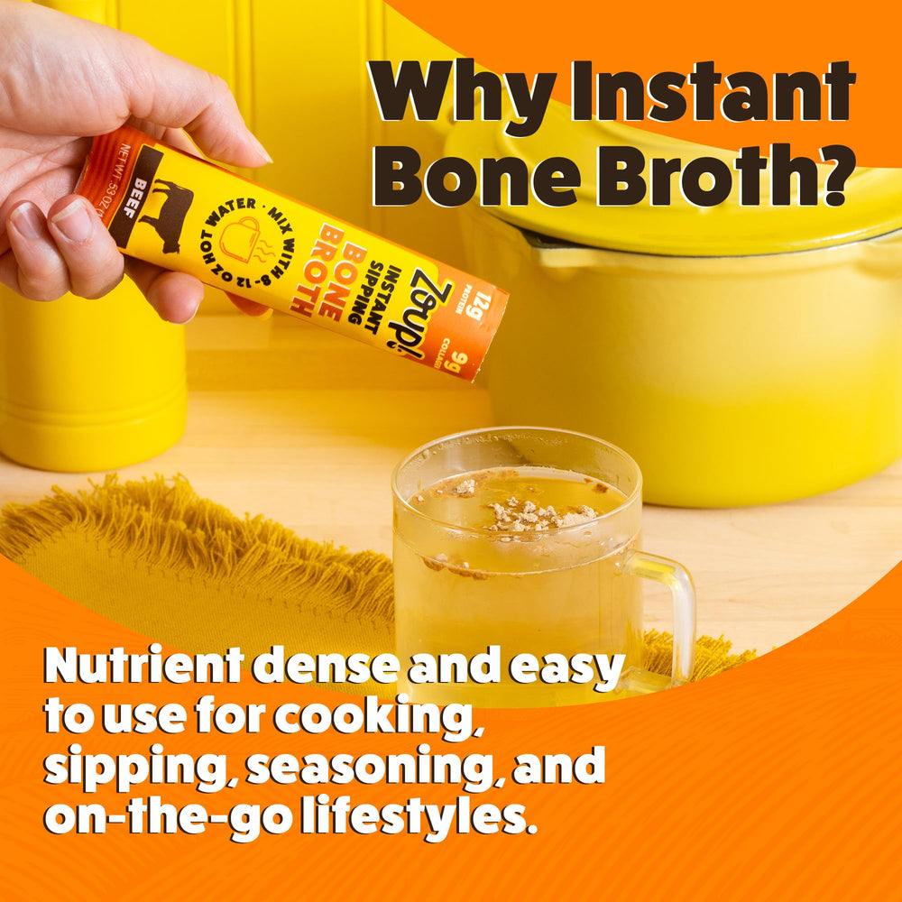 Zoup! 10-pack bone broth packets provide a convenient pantry staple.