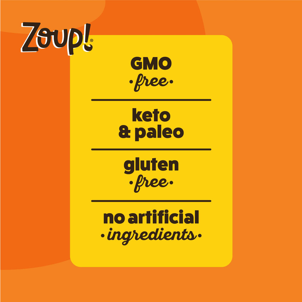 Zoup! Beef Bone Broth pour-ready image highlighting sip-and-drink versatility.