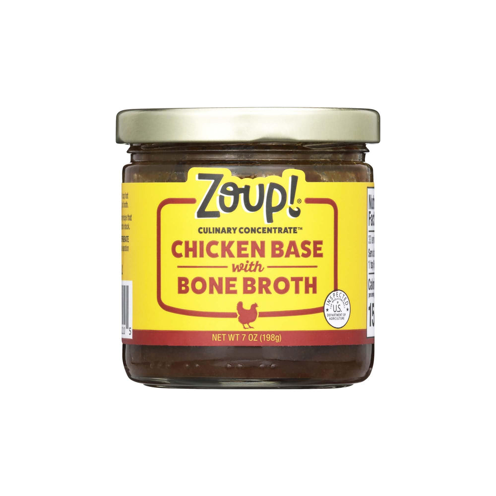 Zoup! Chicken Bone Broth Culinary Concentrate jar reveal showing clean-label flavor ideal for soups.
