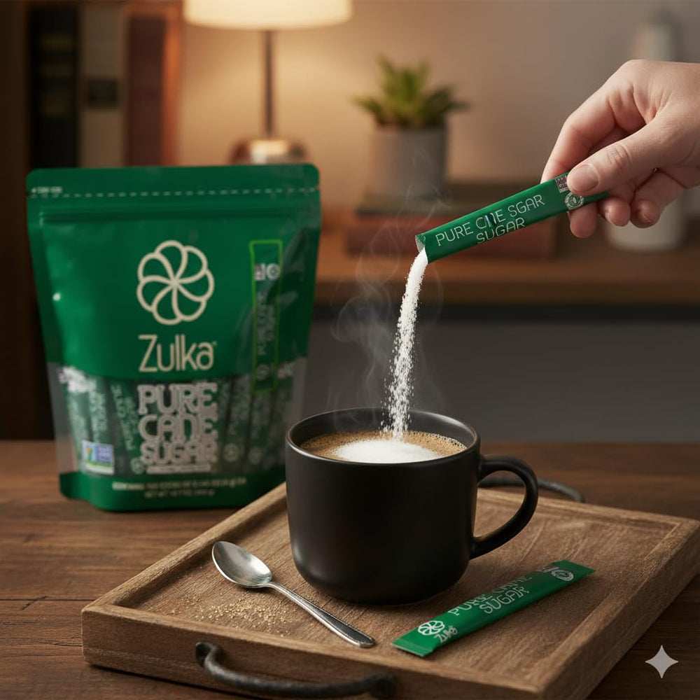Zulka bulk sugar packets provide easy portion control for breakrooms.