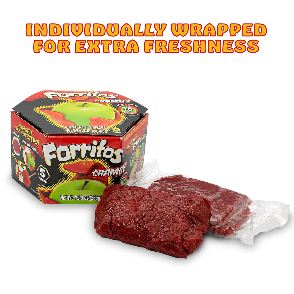 Zumba Pica Forritos Chamoy coated apples showcasing tamarind flavor.