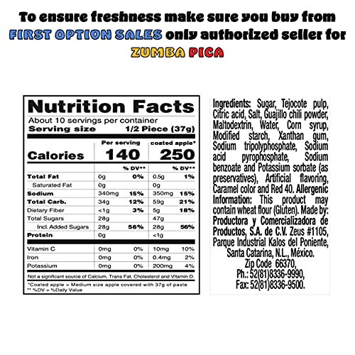 Zumba Pica Forritos Chamoy portions are individually wrapped for freshness.