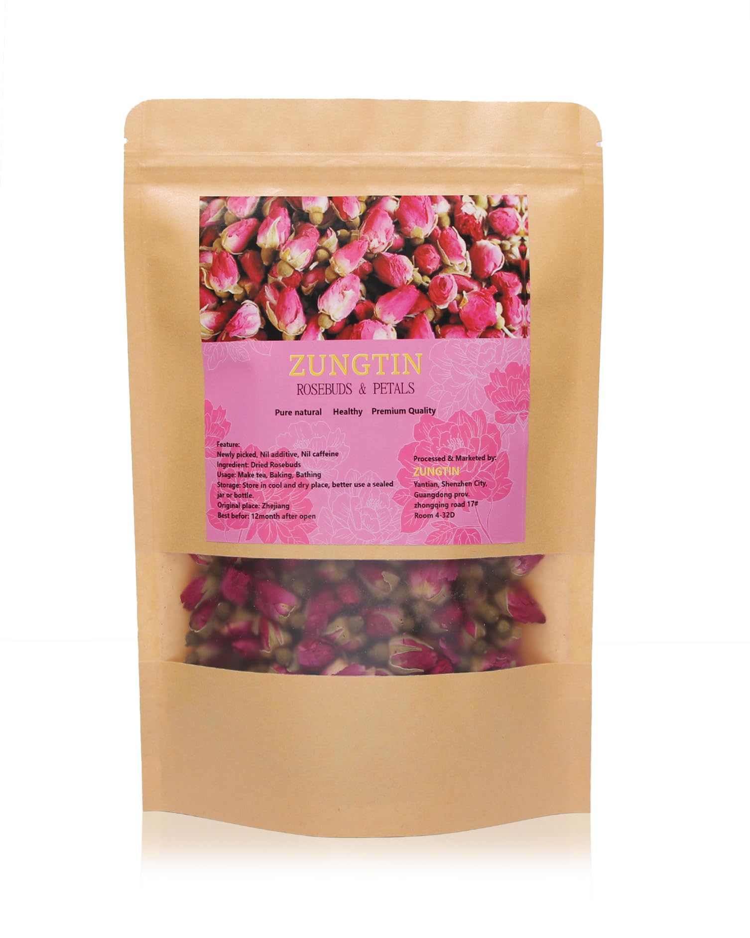 Zungtin dried rose buds 4oz pack for tea and crafts