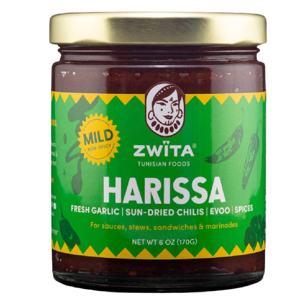 Zwïta Mild Harissa 6oz bottle, heat-free depth for everyday cooking.