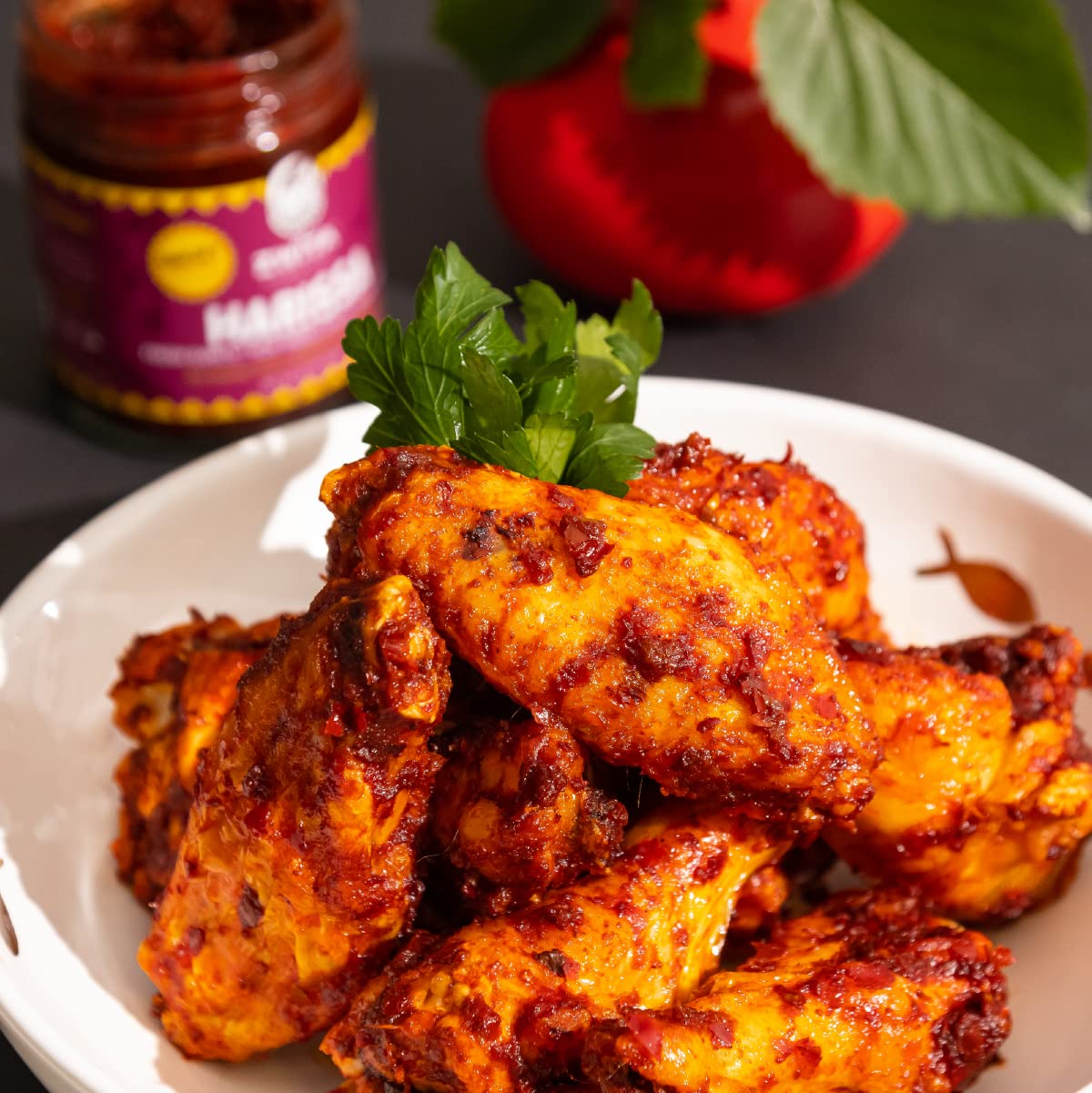 Zwita Spicy Harissa ingredients highlight sun-dried chilis and garlic.