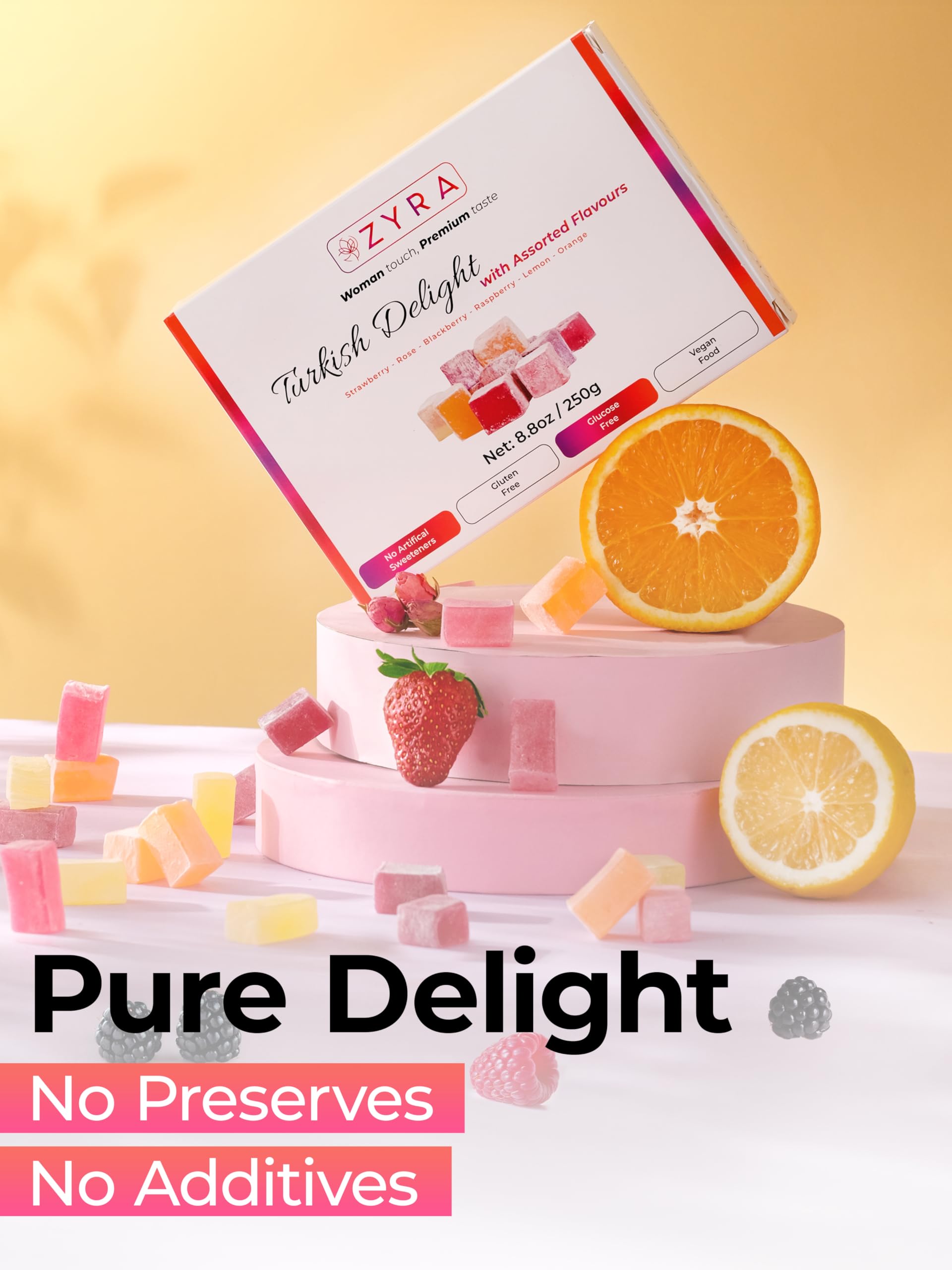 ZYRA Turkish Delight rose flavor close-up, showcasing floral sweetness and tradition.